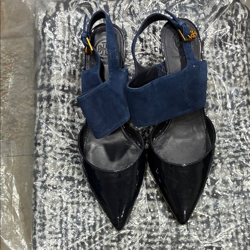 Tory Burch Black and Navy Heels